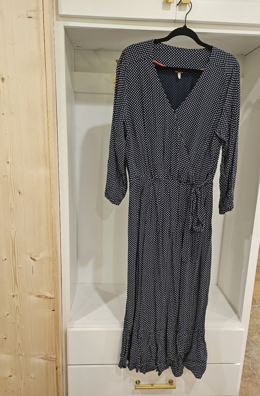 Joules Women's Navy Polka Dot Wrap Dress - Classic V-Neck